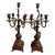 19th Century French Patinated Bronze Spelter and Rouge Griotte Marble Candelabras Garnitures Pair For Sale