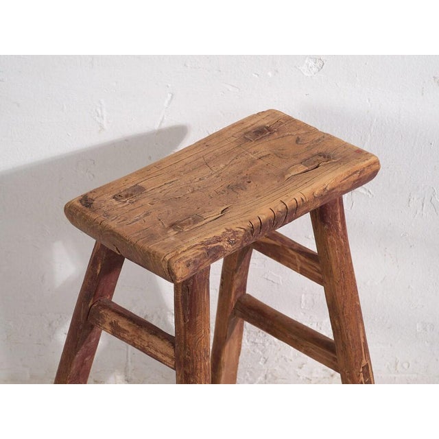 Wood Antique Oriental Stools in Elm, Set of 2 For Sale - Image 7 of 11