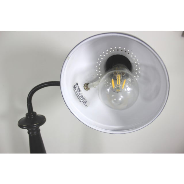 Vintage Gooseneck Tole Large Desk Lamp Black and Gold For Sale - Image 10 of 11