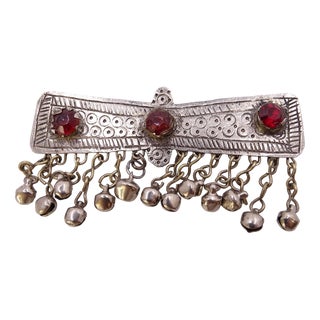 Afghan Hair Clip in Metal and Crystal, Asia, 1950s For Sale