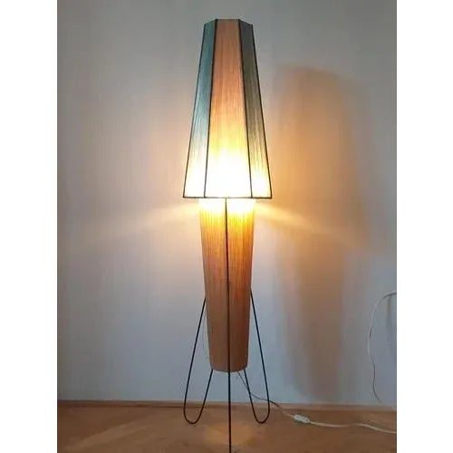 Mid-Century Modern German Rocket Floor Lamp in Metal and Straw, 1960 For Sale - Image 12 of 13