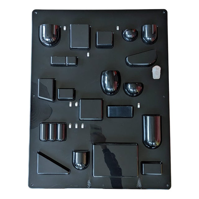 Black Plastic & Metal 1970s Container Panel Utensilo by D. Maurer Becker for Design M, Early Production For Sale