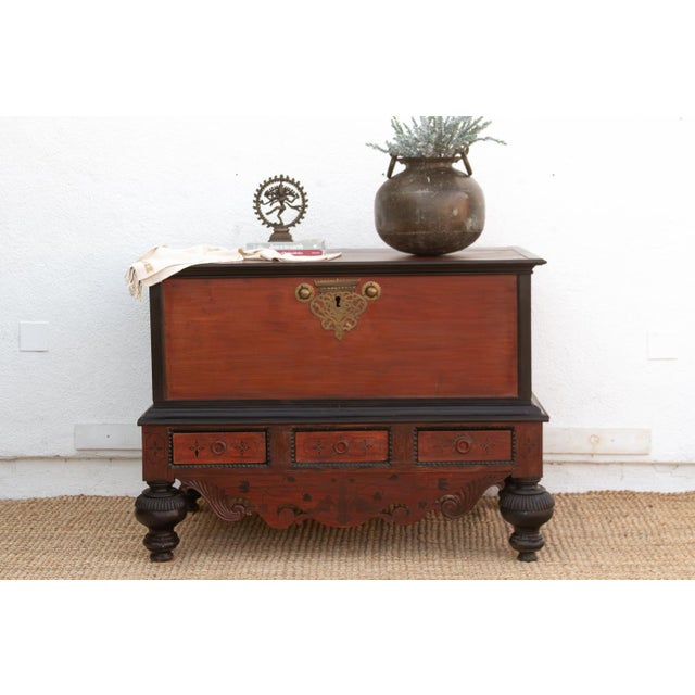 19th Century Large Antique Dutch Colonial Ceylon Chest on Stand For Sale - Image 9 of 9
