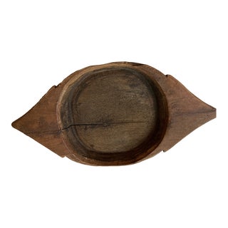 Primitive Antique Wooden Rustic Chapati / Trencher Dough Bowl For Sale
