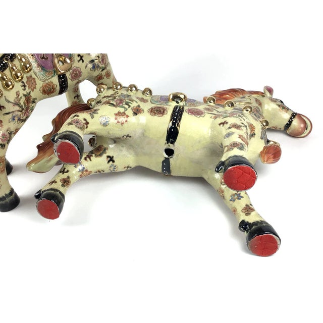 Vintage Chinese Porcelain Golden Horses - a Pair For Sale In Portland, ME - Image 6 of 13