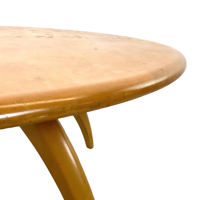 Heywood-Wakefield Solid Birch Round Lazy Susan Coffee Table in Wheat For Sale In Philadelphia - Image 6 of 18