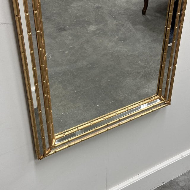 Gilt Faux-Bamboo Wall Mirror, Italy, 1970s For Sale - Image 9 of 14