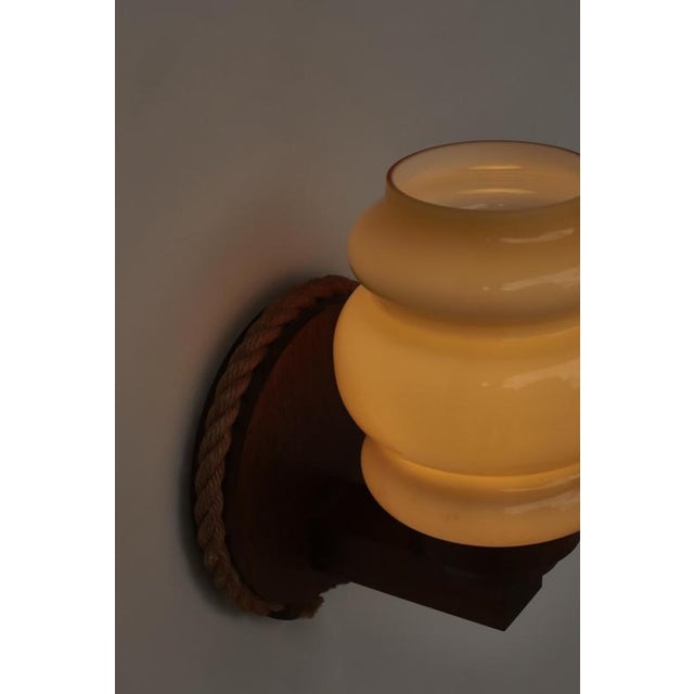 Scandinavian Modern Wall Lamps in Jute Rope and Opaline Glass by Markslöjd, 1970s, Set of 2 For Sale - Image 10 of 18