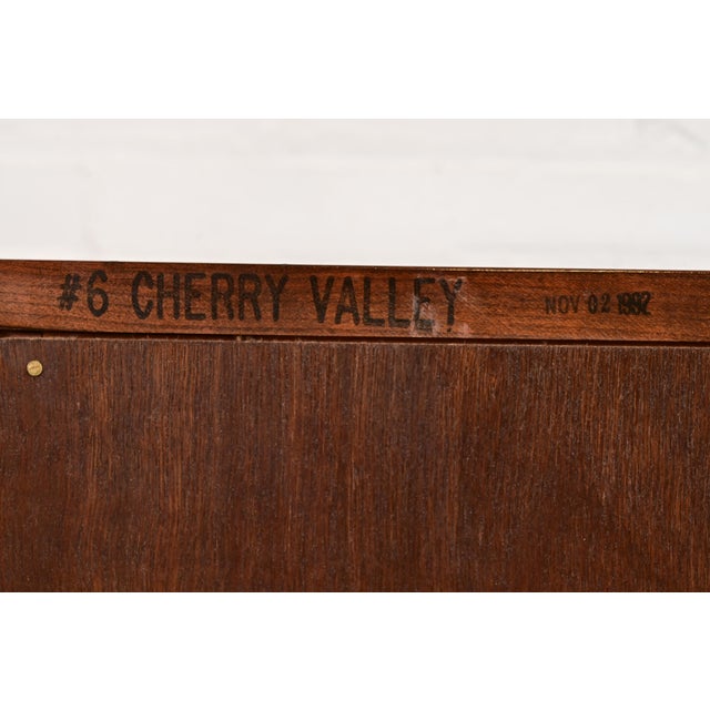 Late 20th Century Stickley Georgian Solid Cherry Wood Bedside Chests, Pair For Sale - Image 12 of 13
