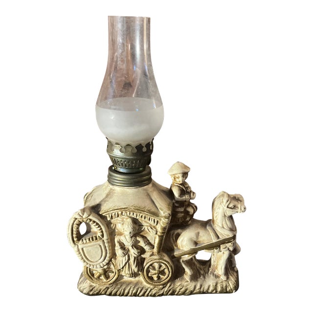 Vintage Mid 20th Century Horse and Carriage Oil Lamp For Sale