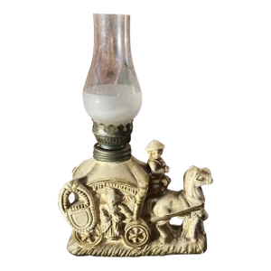 Vintage Mid 20th Century Horse and Carriage Oil Lamp