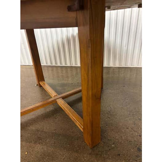 Brown Expandable Wood Dining Table, Light Walnut Stain, Modern Design, 1990 For Sale - Image 8 of 17