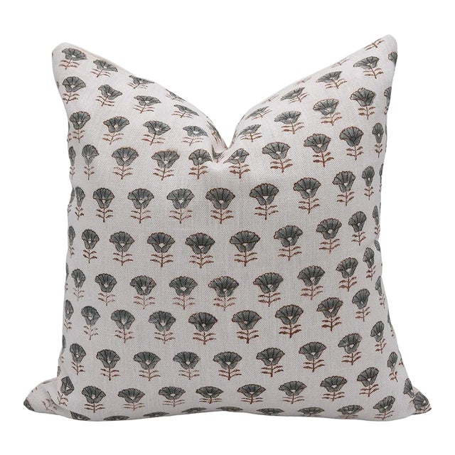 Fabdivine Indian Block Print Cushion Cover 12x20 Inch Off-White Linen-Kohinoor For Sale