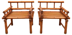 Set of Faux Bamboo Armchairs, 1980s