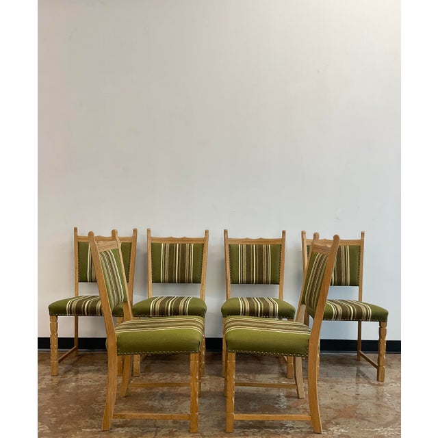 Mid-Century Modern Set of (6) Henning Kjaernulf Style Danish Oak Dining Chairs, C. 1970s For Sale - Image 3 of 17