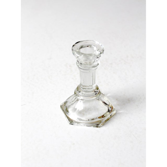 Vintage Glass Candlestick Holder For Sale - Image 4 of 7