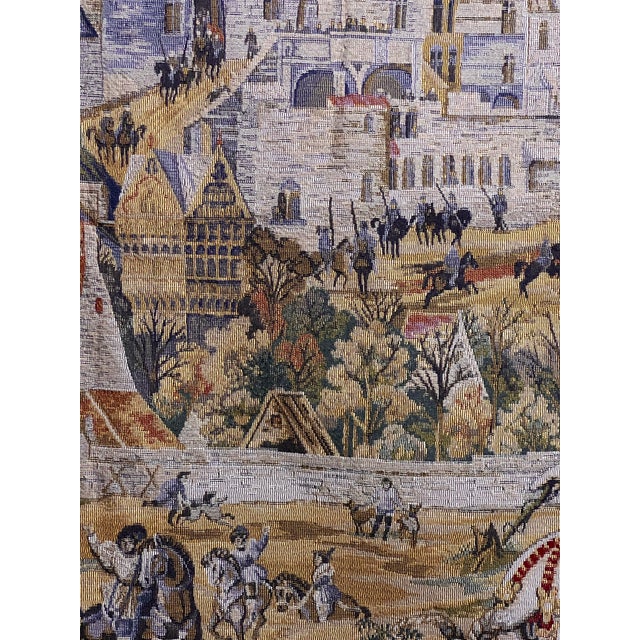 Medieval Brussels Hunting Scene Belgian Jacquard Wall Tapestry, 20th Century For Sale - Image 13 of 16