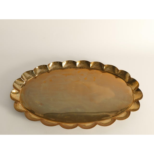 Hollywood Regency Oval Brass Tray by Arvid Johansson, Arvika Konstsmide, Sweden, 1940s For Sale - Image 12 of 18
