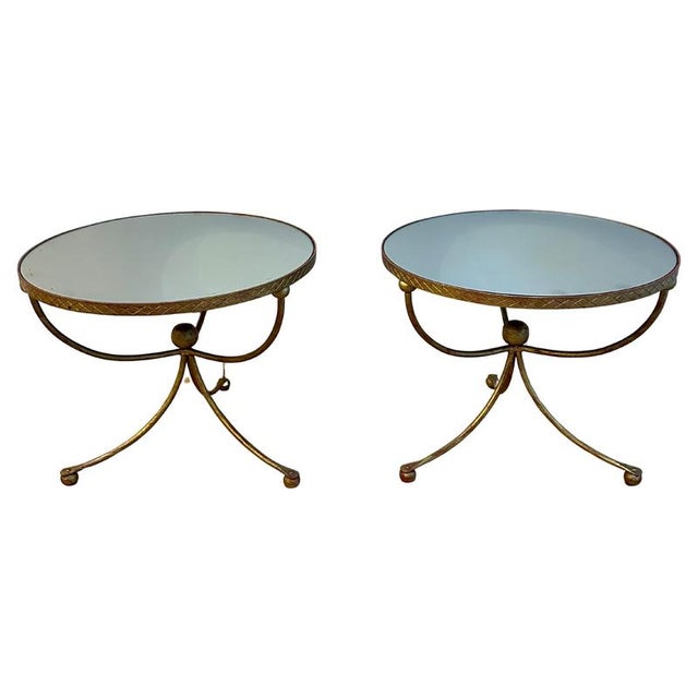 French Circular Gilt Wrought Iron Side Tables, 1960, Set of 2 For Sale - Image 11 of 11