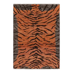 Rug & Kilim’s Contemporary Tiger Skin Rug in Orange With Black and Brown Stripes