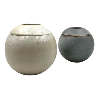 Mid-Century Modern Spherical Gres Vases by Franco Bucci, Italy, 1970, Set of 2 For Sale