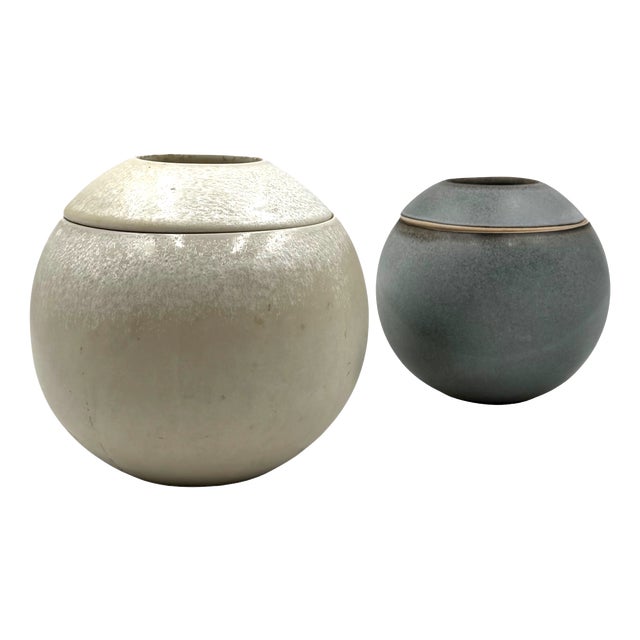 Mid-Century Modern Spherical Gres Vases by Franco Bucci, Italy, 1970, Set of 2 For Sale