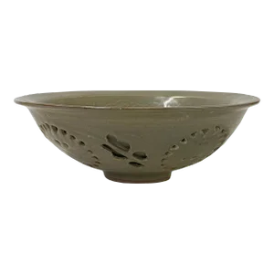 Chinese Ding Ware Celadon Glaze Pattern Ceramic Bowl Cup Display