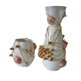 Vases with Wires in Porcelain by Inese Brants, 2000s, Set of 2 For Sale