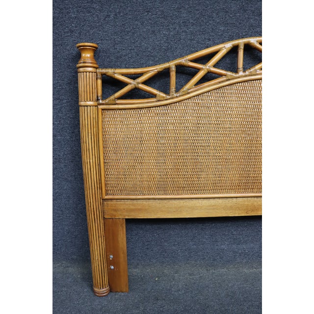 Late 20th Century Mid-Century Style Bamboo & Rattan Queen Headboard For Sale - Image 5 of 9