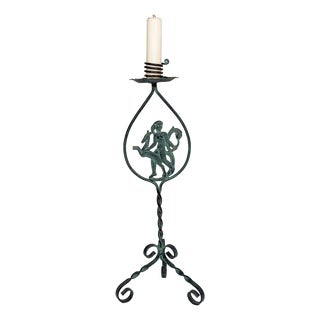 Armatur Wrought Iron Floor Candlestick by Bjerkås, Sweden, 1940s For Sale