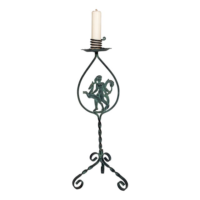 Armatur Wrought Iron Floor Candlestick by Bjerkås, Sweden, 1940s For Sale