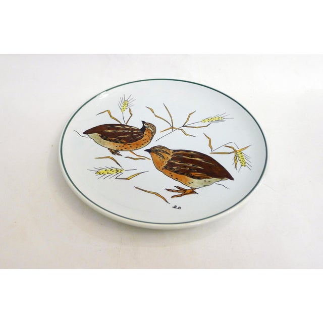 Ceramic Plate with Hand-Painted Bird Decoration from Gien, France, 1960s For Sale - Image 7 of 8