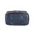 Animal Skin Navy Quilted Lambskin Top Handle Vanity Case With Chain For Sale - Image 7 of 9