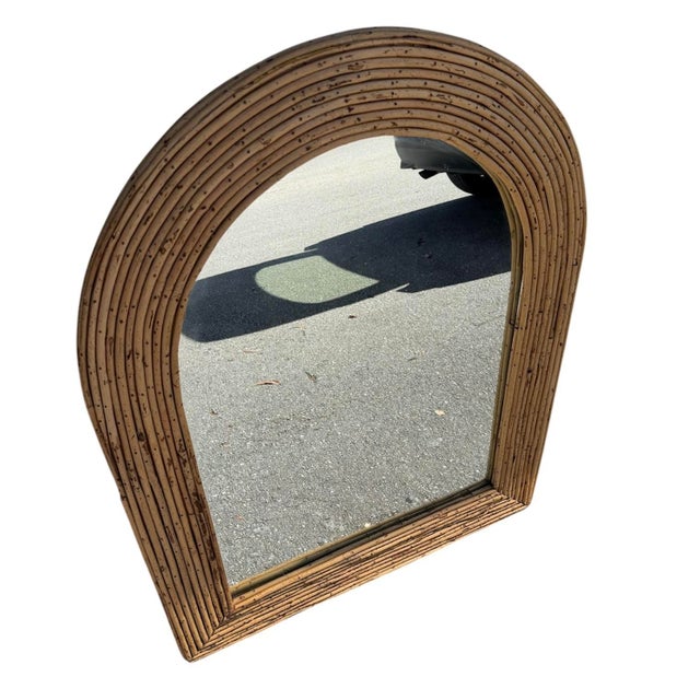 Boho Chic Vintage Bamboo Pencil Reed Mirror For Sale - Image 3 of 4