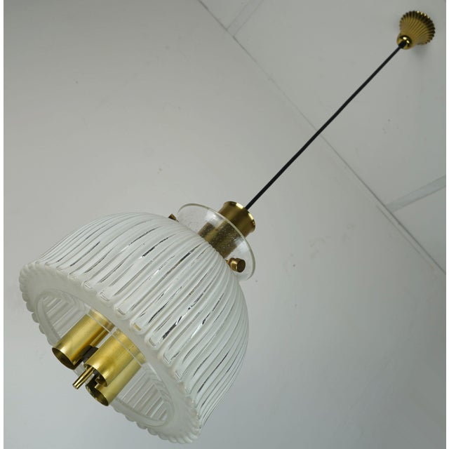 Mid-Century Modern Large Mid-Century P 239 A 4168 Pendant Light in Glass and Brass from Glashütte Limburg, 1960s For Sale - Image 3 of 17