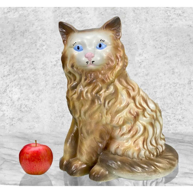 Vintage Porcelain Figural Long-Haired Cat Porcelain Indoor Planter, c.1979 - Pairs Nicely with Many Mid-Century & Eclectic...