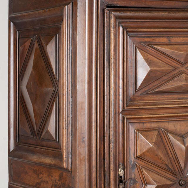 Wood Early 19th Century French Single Door Carved Walnut Armoire Cabinet For Sale - Image 7 of 16