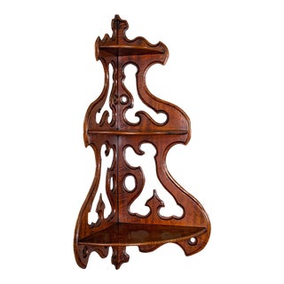 1850s Antique Victorian Walnut English 3-Tier Hanging Whatnot For Sale