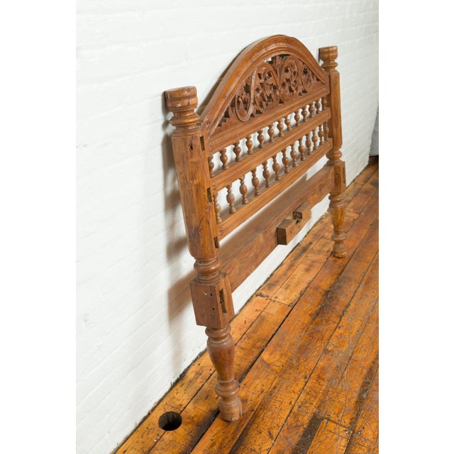 Mid 20th Century Indonesian Carved Scrolling Foliage & Petite Balusters Headboard For Sale - Image 10 of 11