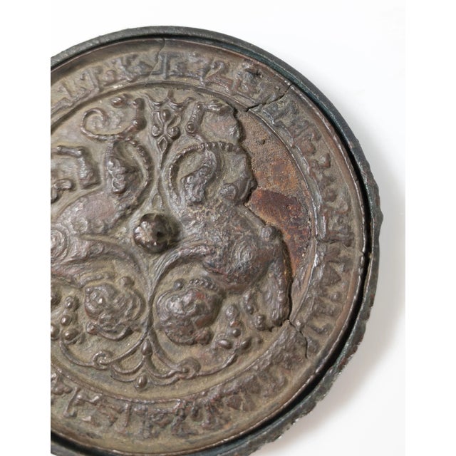 14th Century or Earlier Turkish Seljuk Empire Bronze Mirror With Sphinx For Sale - Image 4 of 11