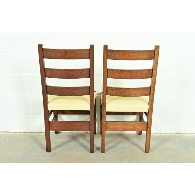 Gustav Stickley Antique Mission Oak Arts & Crafts Ladder Back Dining Chairs, Set of Four For Sale - Image 11 of 13