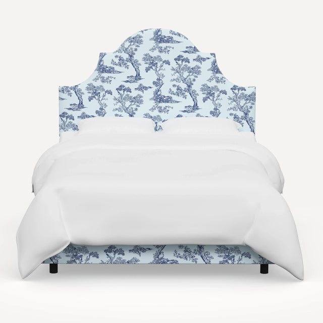 Cloth & Company Red from Scalamandre crafted by Cloth & Company Geneva Full Bed, Blue Toile For Sale - Image 4 of 7