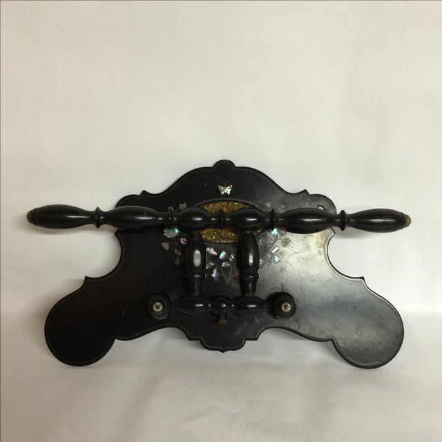 English Folk Art Wall Rack Mother of Pearl and Embroidery For Sale - Image 3 of 7