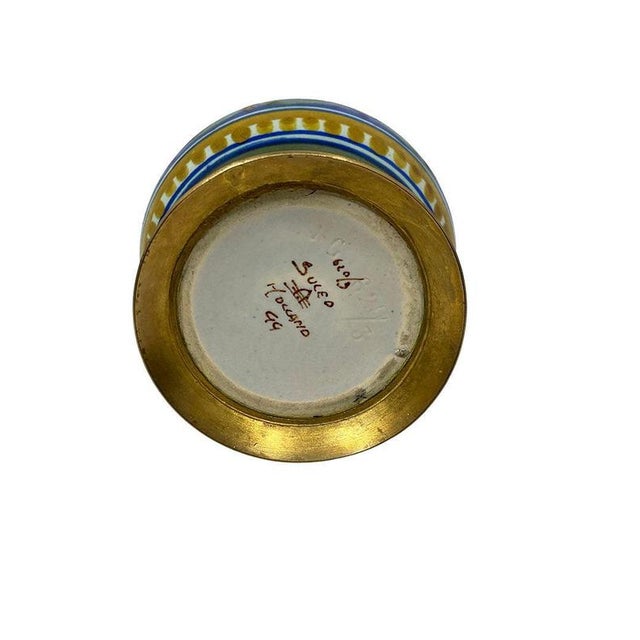 Ceramic Dutch Earthenware Vase with Feather Decor from PZH Gouda, Holland, 1910 For Sale - Image 7 of 9