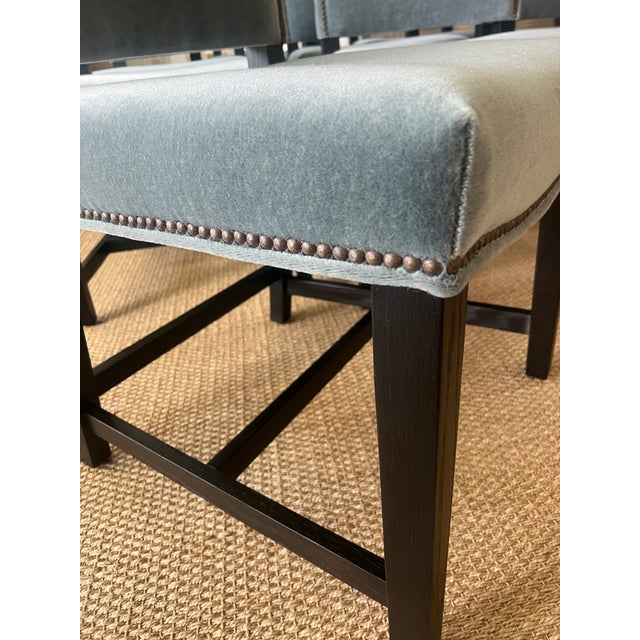 Wood Custom Lee Industries Dining Chairs in Mohair - Set of 8 For Sale - Image 7 of 12