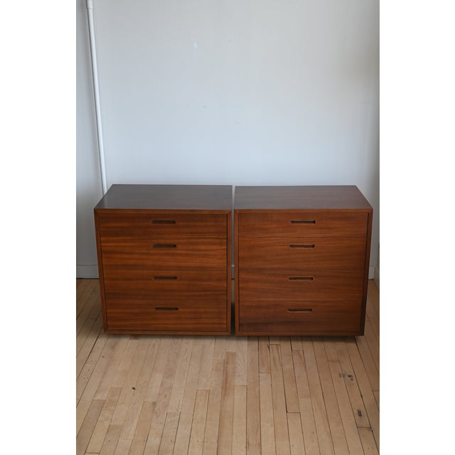 A simple and classic pair of drawers by Dunbar. Mahogany finish with clean lines, defined angles and beautiful inset...