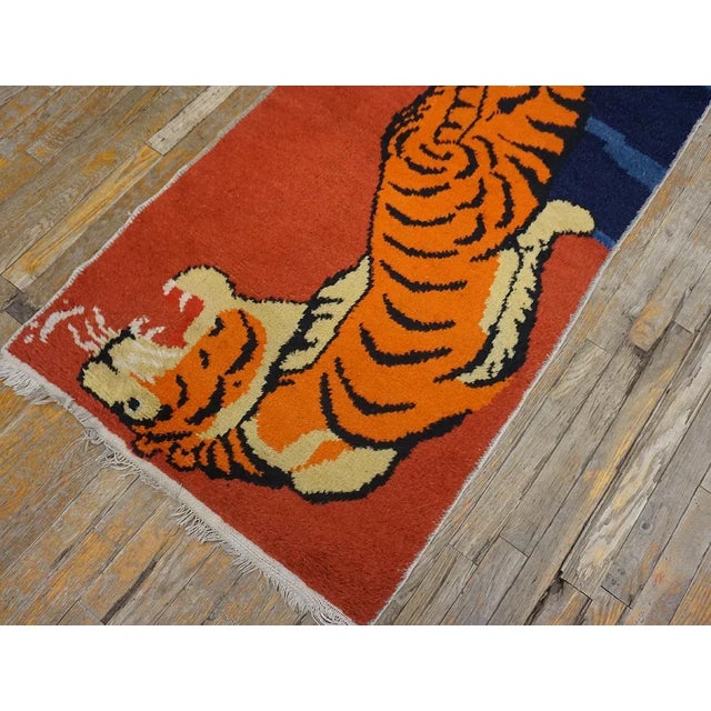 Red 1960s Yellow Vintage Chinese Mid Century Modern Tibetan Tiger Design Area Rug For Sale - Image 8 of 15