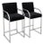 Pair Milo Baughman Velvet and Chrome Bar Stools, 1970 For Sale