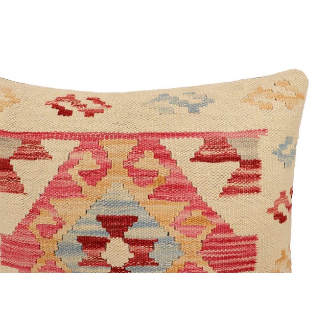 Contemporary Vintage Boho Chic Hand-Woven Turkish Kilim Throw Pillow For Sale - Image 3 of 9