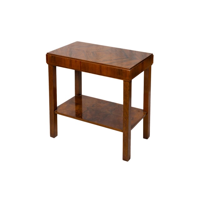 Mid-Century Modern Walnut Console Table Art Deco Style Exquisite mid-century modern console table (20th century) crafted...